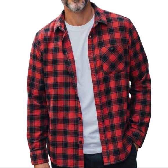 Classic Red & Black Buffalo Plaid Flannel by Eddie Bauer - Picture 1 of 5